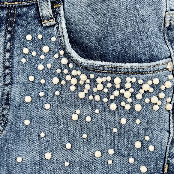 Script Pilcro & Letterpress Women's Skinny Jeans w/Pearls 26 Light Wash Stretchy - Picture 4 of 11